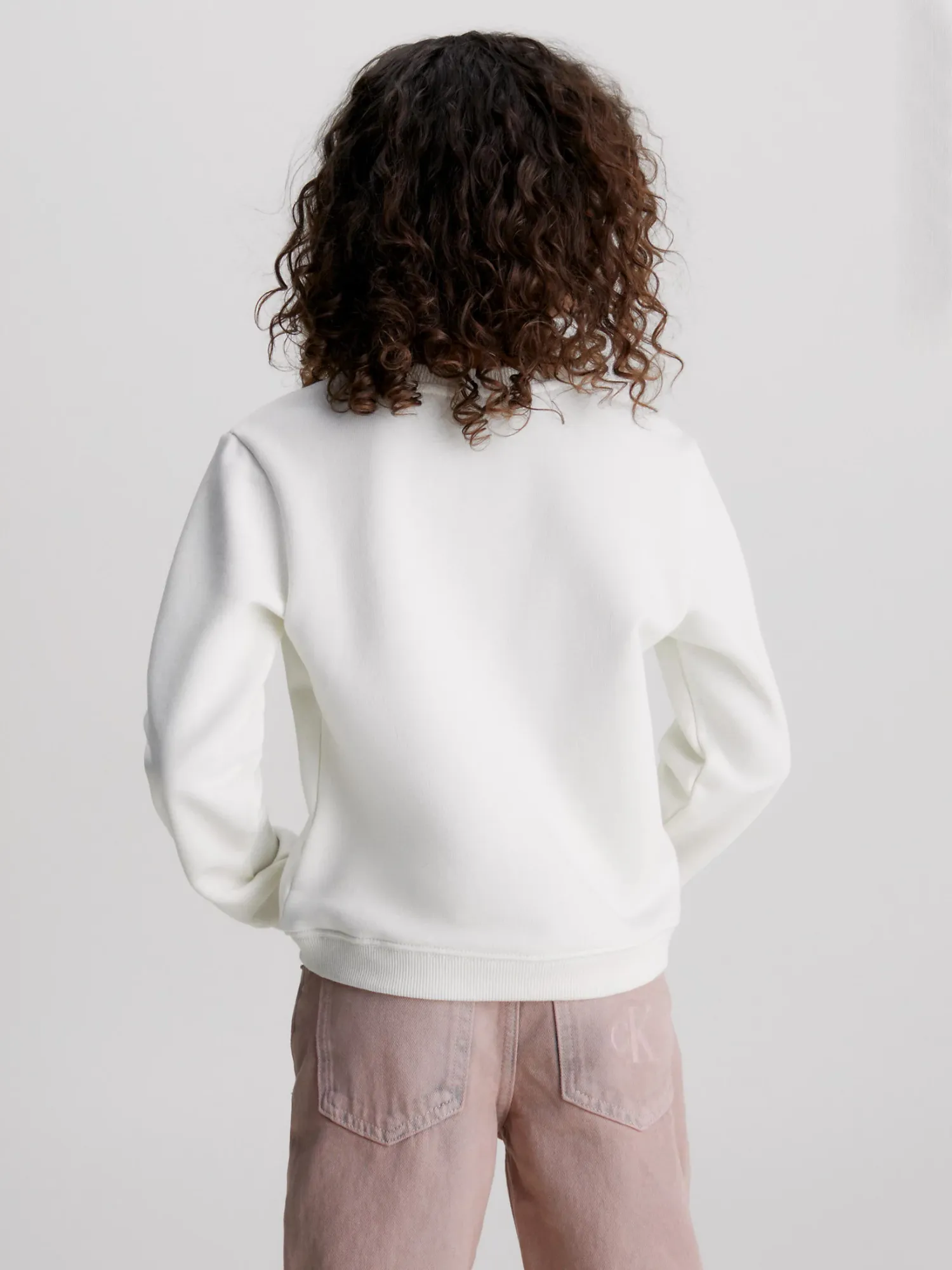 CALVIN KLEIN JEANS Girls Bronze Monogram CN Sweatshirt - Ivory |  Choice+Attitude