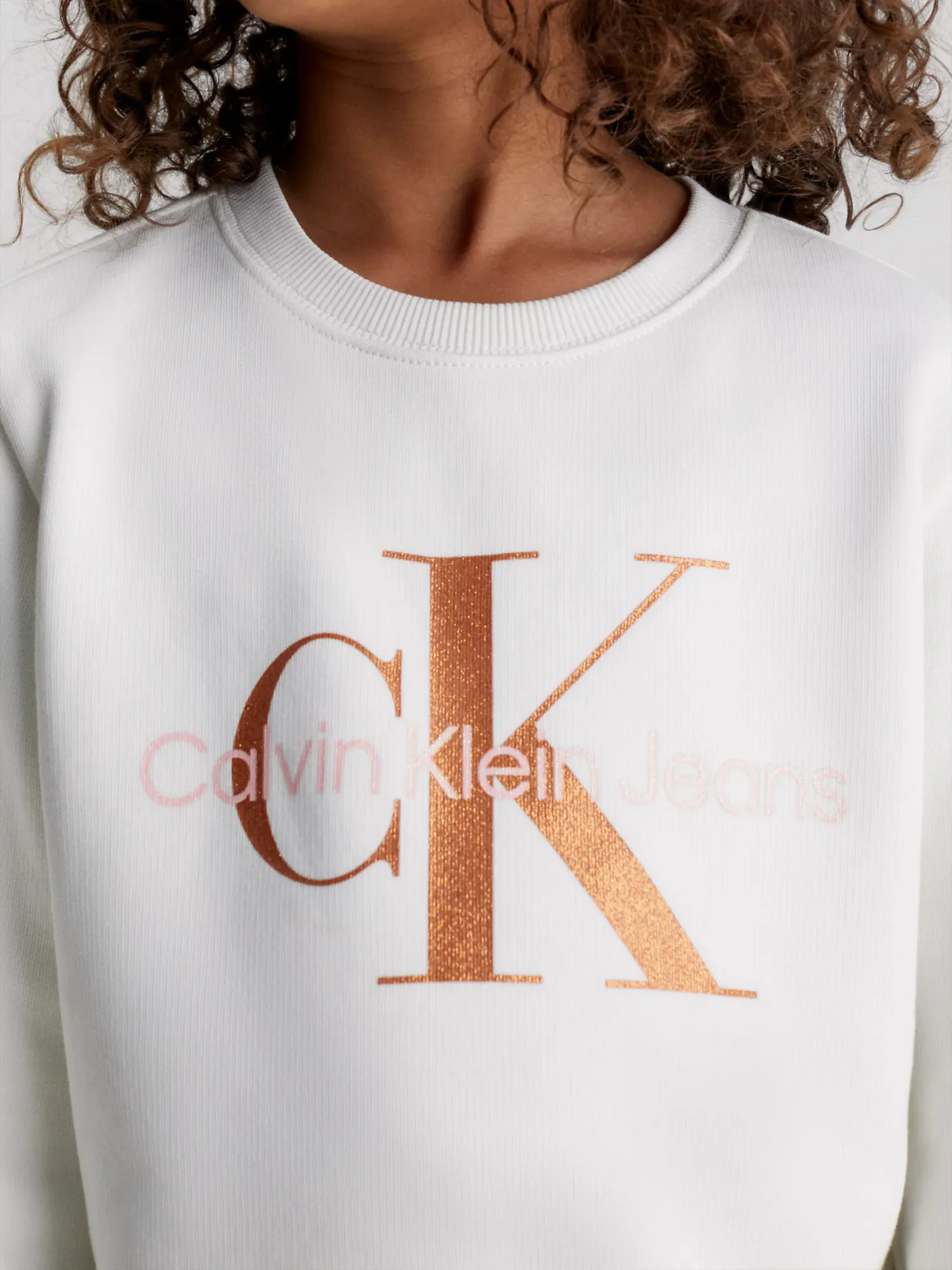 CALVIN Girls KLEIN Ivory | CN Choice+Attitude JEANS Monogram Sweatshirt Bronze -