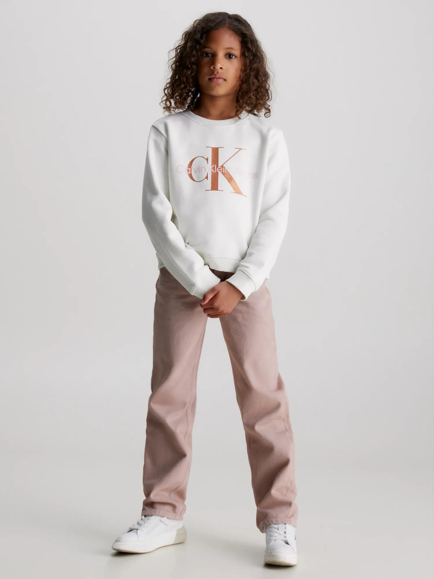 CALVIN KLEIN JEANS Girls Bronze - | Ivory Choice+Attitude Sweatshirt Monogram CN