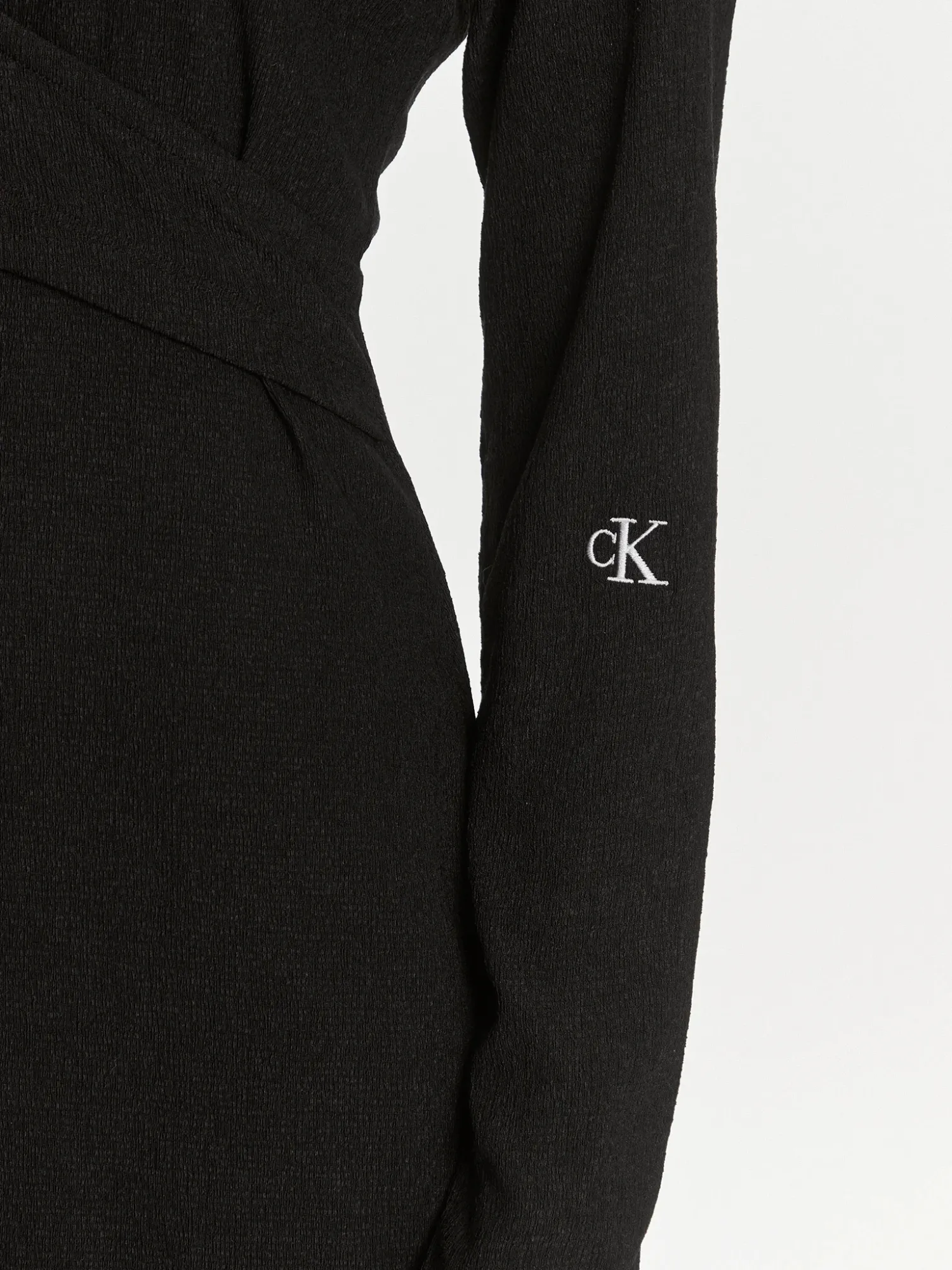 CALVIN KLEIN JEANS Front Split Wrap LS Dress - CK Black | Choice+Attitude