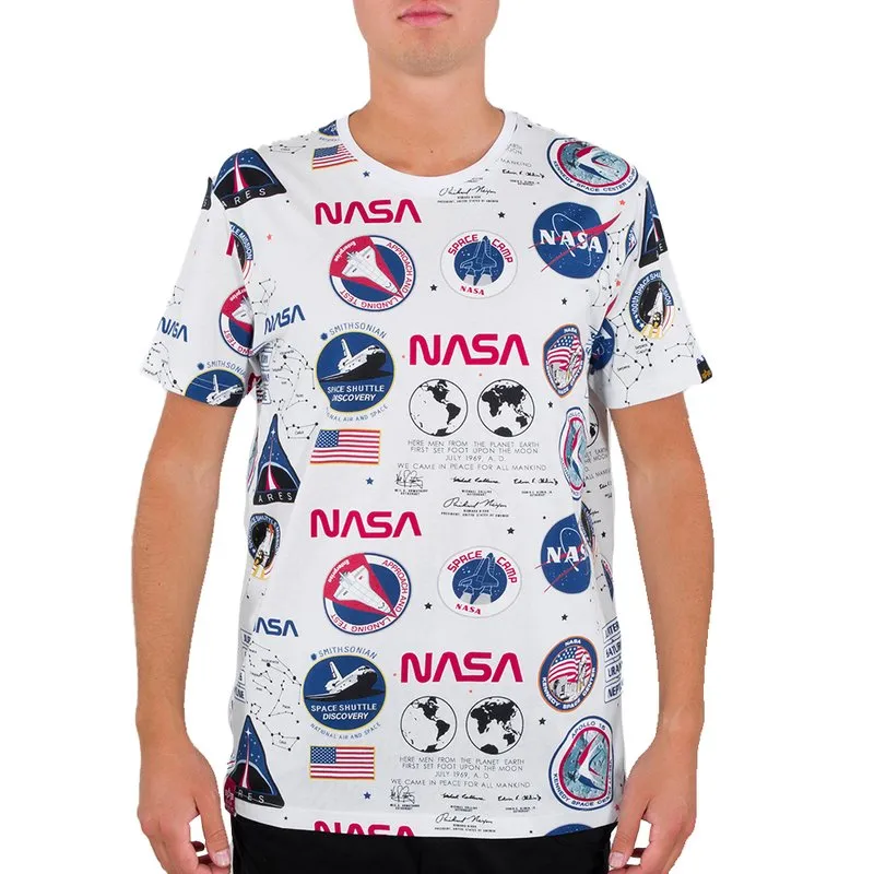 ALPHA INDUSTRIES NASA AOP T-Shirt - White | Choice+Attitude